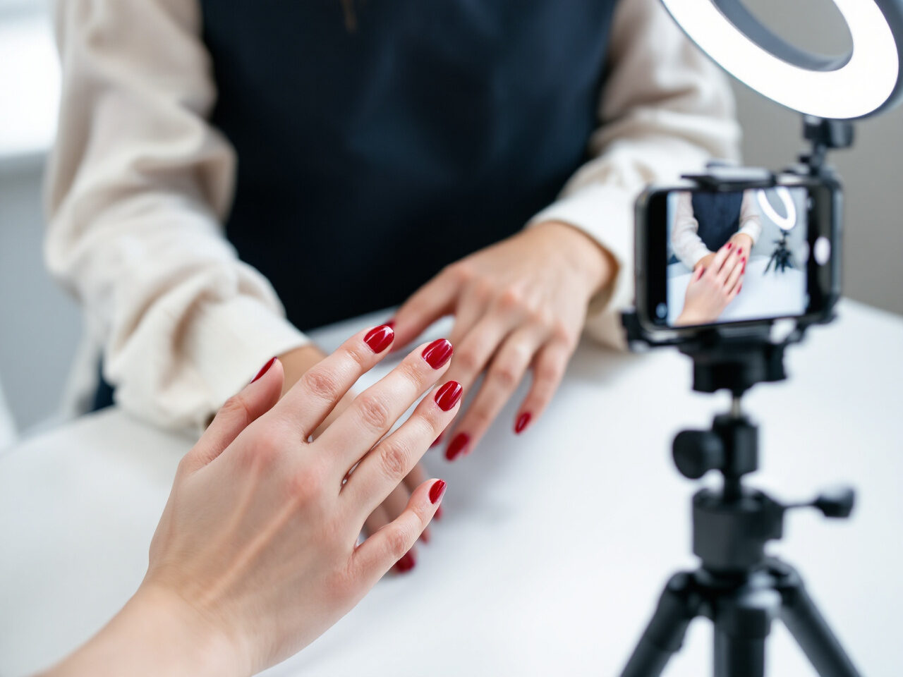 Photographie d'ongles vernis au smartphone pour les réseaux sociaux