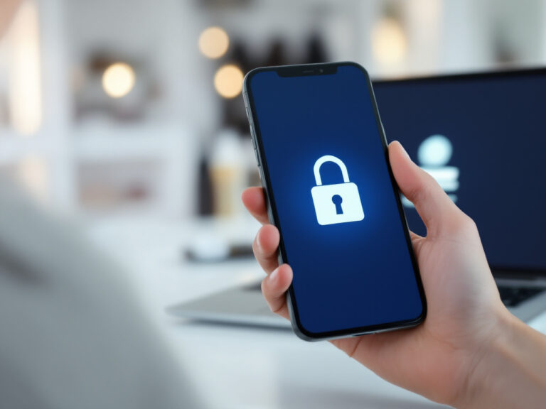 Smartphone affichant un cadenas pour une double authentification